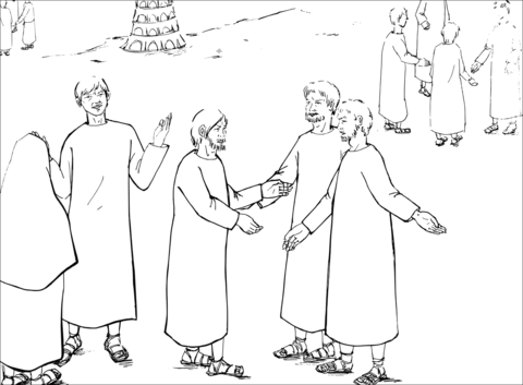 The Lord Went Down And Confuse Their Language So They Will Not Understand Each Other Coloring Page